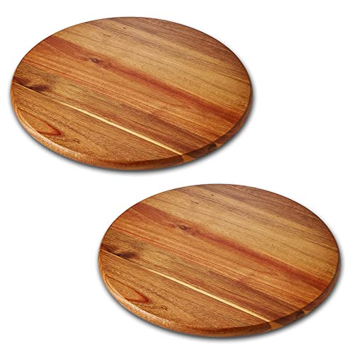Acacia Wood Lazy Susan, Wood Turntable Tray Cabinet Organizer,14" (Two Pieces) - size: 14"-2pc-wood