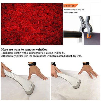 Avezano Red Rose Floral Wedding Photography Backdrop Valentine's Day Party Photo Backdrops Vinyl Cloth 14 February Background Photo Booth Props Pictures (10x7ft) - size: 10x7ft