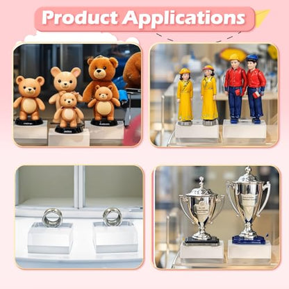 DIVINA VITAE 16 Pcs Acrylic Blocks for Display Acrylic Cubes Clear Base Stand Square Display Block Polished Jewelry Stand Ring Showcase Holder Base(2 x 2 x 1 Inch, 1 x 1 x 1 Inch)