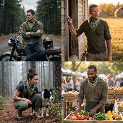 The Peacock Crew Premium Soft Cotton Bandanas Pack for Men and Women Paisley 22 x 22 inches - color: Pack of 10 Olive Green