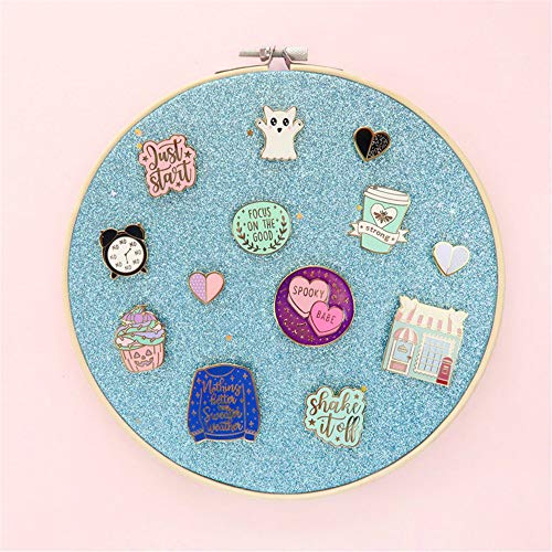 REOVE Pin Collection Display Stand, Blue, Pin Display Board, Wall Mount, Glittering Stars, Jewelry Storage for Enamel Pins, Patches, Buttons, Holds Brooch, Earrings, Necklace, Rings - color: Blue