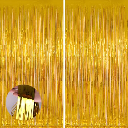 Valentines Day Keyali 2 Pack 3.3 * 8.3 ft Foil Curtain Metallic Tinsel Fringe Curtains Photo Booth Props Backdrop for Birthday Wedding Engagement Baby Shower Christmas Holiday Celebration Partyl,Gold - color: Gold, size: 2 Pack