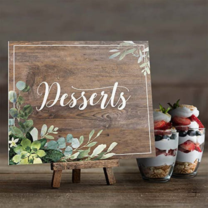 Lush Greenery Desserts Sign / 8" x 9" Rustic Wedding Event/Greenery Faux Wood Table Top Dessert Sign/Sweets And Treats Event/Made In The USA - color: Lush Greenery, style: Desserts