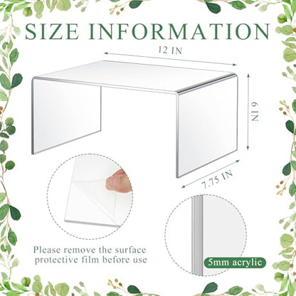 RattanView 2 Pcs 12 Inch Large Acrylic Risers Display Stands 5 mm Thick Acrylic Shelf Riser Showcase for Collectibles Jewelry Cupcakes Food Figures Perfume Cabinet(Clear) - color: Clear, size: 12 Inch, 5 mm