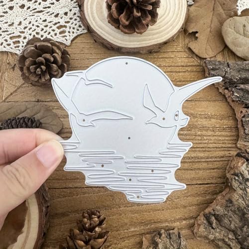 Lapoo 3D Backgrounds Metal Cutting Die for Scrapbooking, New Cutting Dies DIY Album Card Making Decor Paper Craft Metal Die Cuts Party Wedding Decorations (Sunset Sea Gull 3.9 x 3.2 in) - color: Sunset Sea Gull 3.9 x 3.2 in