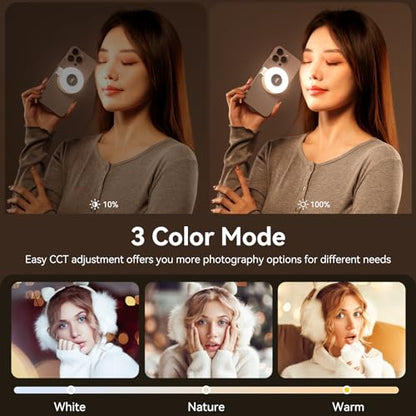 ULANZI LM19 Fill Light, Magnetic Phone LED Selfie Fill Light Compatible with iPhone 17 16 15 14 13 12, 2500K-8500K Dimmable, Pocket Vlog for Video Call, TikTok, Live Streaming, Makeup, Selfie Photo - color: White
