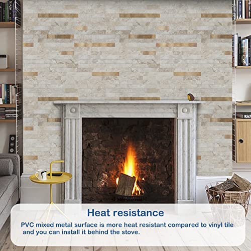 Midcard 20 Sheets Peel and Stick Backsplash PVC Wall Tile,for Kitchen Backsplash - color: Dark Beige With Copper, size: 20