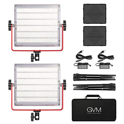 GVM 1200D RGB LED Video Light, 50W Video Lighting Kit with APP Control, 3200K-5600K Photography Lighting kit for Studio, Aluminum Alloy Shell,20 Scene Modes & CRI97+, 2-Pack with Softbox