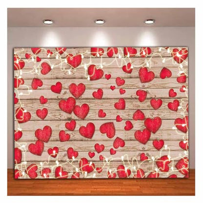 Vintage Rustic Wood Glitter Glow Red Love Heart Valentine's Day Theme Photography Backdrop Wedding Anniversary Bridal Shower Mother's Day Photo Background Couple Studio Shoot Props Supplies 10x8ft - size: 10x8 FT
