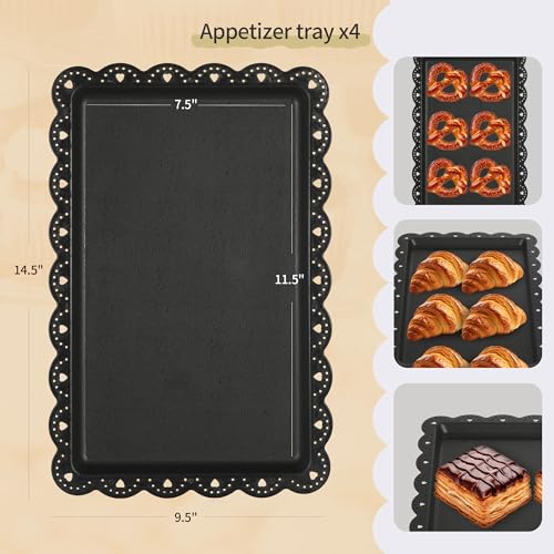Pack of 11 NWK Cake Stand Set, with 3 x Two-Tier and 3 x Three-Tier Cupcake Stands, 4 x Appetizer Trays, 1 x Tablecloth for Birthday Bridal Baby Shower Party (Black) - color: Black