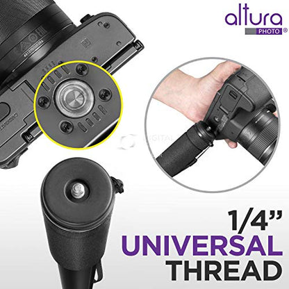 Altura Photo 62-Inch Camera Monopod - Heavy Duty Stand for Canon, Nikon, & Sony Mirrorless & DSLR Cameras - Steady Photography, Lightweight & Portable - Easy to Carry with Pouch