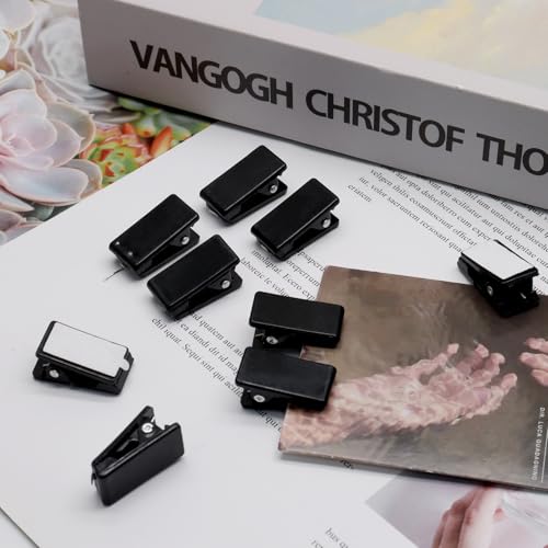 20 Pack Black Self Adhesive Clips for Photo Sticky Wall Tapestry Clamp Wall Hanging Clips, for Hanging Poster Photo Office Decorations
