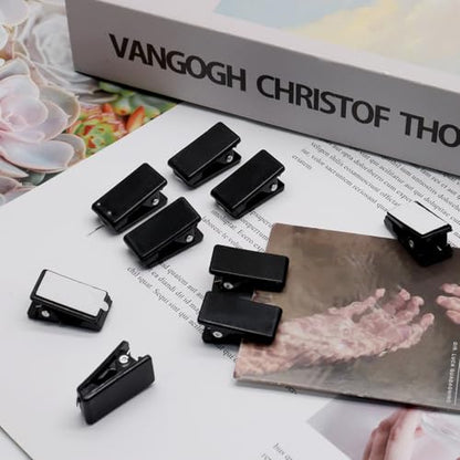 20 Pack Black Self Adhesive Clips for Photo Sticky Wall Tapestry Clamp Wall Hanging Clips, for Hanging Poster Photo Office Decorations