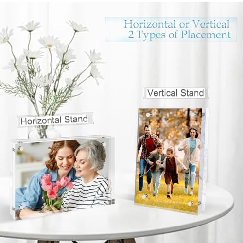 1 Pack 5x7 Acrylic Picture Frames, Premium Acrylic Photo Frame, Double-Sided Magnetic Picture Frames Clear Thickness Lucite Frameless Transparent Square Frame Gift for Home Office Desktop Display - size: 5X7-1