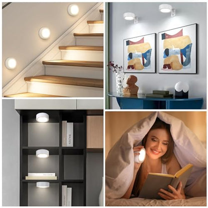 4-Pack Battery Picture Lights, Remote Painting Light for Art Disaplay,Magnetic LED Wall Picture Light, Dimmable & Timer, 3 Lighting Modes Art Display Light for Gallery Dartboard Frame Pictures, White - color: White 4 Pack