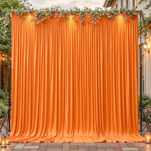 8ftx10ft Wrinkle Free Orange Backdrop Curtain - 10 Feet Photography Backdrop Drapes, Silky Polyester Back Drop Cloth for Wedding Baby Shower Balloon Arch Background - color: Orange, size: 8FTx10FT (W4'xH10', 2 Panels)