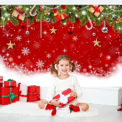 Mocsicka Christmas Backdrop Xmas Party Decorations for Family Holiday Photo Booth Props Snowflake Christmas Background Holiday Party Photo Prop Supplies (6x4ft) - size: 6x4ft