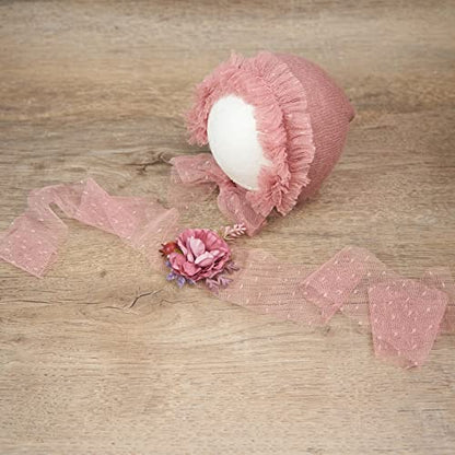 Zeroest Newborn Photography Prop Outfits Girl Lace Outfit Set Baby Girl Photo Shoot Infant Princess Photos - color: Pink