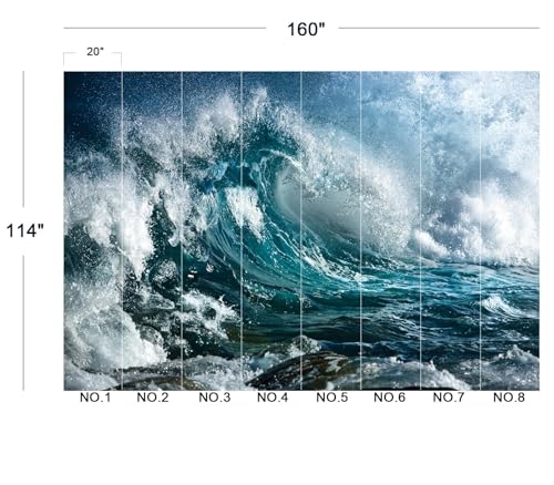Cliouar-Ocean Mural Wallpaper Peel and Stick 160" x 114" - color: No.14, size: 160" x 114"