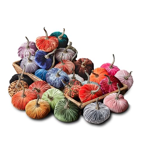 Create Your Own Set of 4 Small Velvet Pumpkins, Handmade Home Decor, Holiday Mantle, Fall Halloween Thanksgiving Centerpiece, Wedding (Create Set 4 Small) - color: Create Set 4 Small