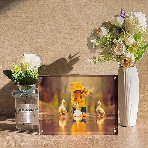 YestBuy 4x6 Acrylic Picture Frame,Clear Acrylic Photo Frames, Magnetic Horizontal Picture Frames,Block Picture Frame For Desktop Display, Record Eternal Memory (3 Pack) - size: 4x6"