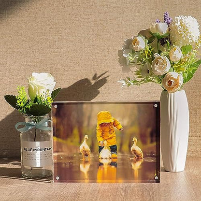 YestBuy 4x6 Acrylic Picture Frame,Clear Acrylic Photo Frames, Magnetic Horizontal Picture Frames,Block Picture Frame For Desktop Display, Record Eternal Memory (3 Pack) - size: 4x6"