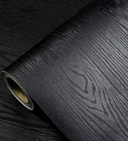 Black Wallpaper - Peel and Stick Wallpaper Wood – Black Wood Self-Adhesive & Removable Wall paper for Countertop Furniture Kitchen Wall, Countertop Contact Paper, Easy to Clean, 17.7” ×393” Vinyl - size: 17.7" x 393"