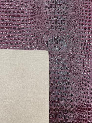Glossy Two Tone Gator Fake Leather Upholstery, 3D Crocodile Skin Texture Faux Leather PVC Vinyl, 54" Wide (Dark Wine, 36" X 54") - color: Dark Wine, size: 36" X 54"