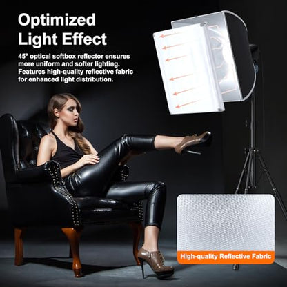LINCO Lincostore Softbox Photography Lighting Kit 16'' x 16'' Professional Softbox Lighting Kit with 85W 3000-6500K LED Bulbs, Studio Lights for Photography/Video Recording/Live Streaming AM319