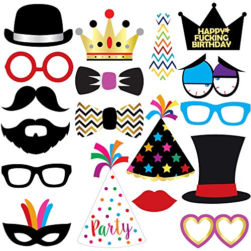 Funny Birthday Photo Booth Props - 47 Pieces - 21st - 30th - 40th - 50th - 60th - 70th - 80th - 90th - Birthday Party Supplies, Decorations and Favors