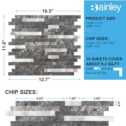 Peel and Stick Backsplash, 10-Sheet Peel and Stick Tiles PVC Wall Tile Stick on Backsplash for Kitchen - color: Dark Slate