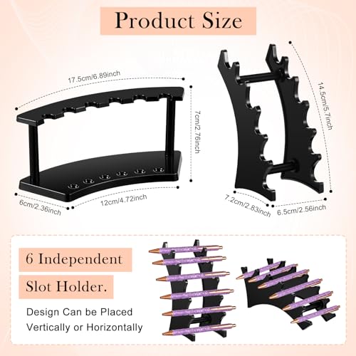 Lincia 10 Pack Pen Display Stand, 6 Slots Plastic Pen Holder, Display Eyebrow Makeup Brush Rack Organizer for School Office Supplies, 2 Style(Black) - color: Black