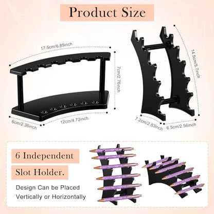 Lincia 10 Pack Pen Display Stand, 6 Slots Plastic Pen Holder, Display Eyebrow Makeup Brush Rack Organizer for School Office Supplies, 2 Style(Black) - color: Black