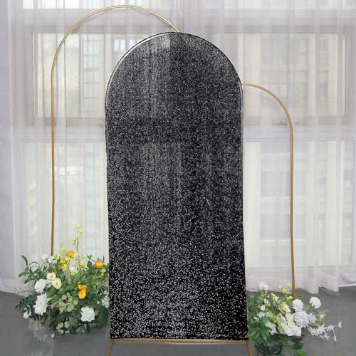 Efavormart 6ft Black Chiara Arch Backdrop Cover, Metallic Double-Sided Spandex Cover, Wrinkle-Free for Photography - color: Black, size: 6 FT