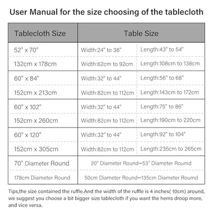GLORY SEASON Retro Farmhouse Ruffle Tablecloth Cotton Flounces Trim Washable Table Cover Tablecloths for Rectangle Table Baby Shower Kitchen Party Wedding Decor 60''x84'' - size: 60" x 84" (Rectangular)