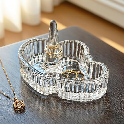 H&D HYALINE & DORA Crystal Heart Ring Holder Engagement Wedding Ring Holder For Jewelry, Christmas Birthday Gifts for Women,Her,Best Friend - color: Clear，Heart-2