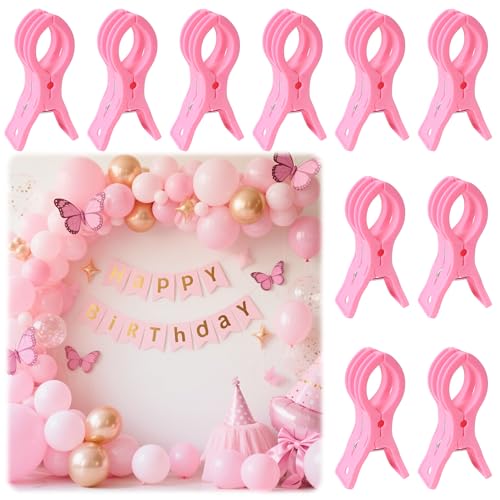 PUGPIU 10 Pack Balloon Arch Clips for Backdrop | Plastic Pink Spring Clamps | 3.5 Inch Heavy Duty Clip for Backdrop Stand | Birthday Wedding Decoration | Photography Studio | Crafts | Clothing - color: Pink1