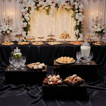3 Pack Extra Large Acrylic Buffet Risers - 15”, 14”, 13” Black Display Stands with Hollow Bottoms, Cube Riser Boxes Nesting for Dessert Food Catering Buffet Display Party Supplies - color: Black, size: 15”,14”,13”