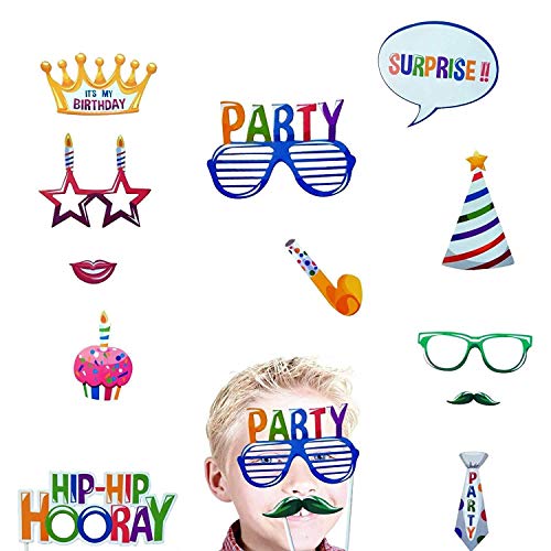 22 Pcs Happy Birthday Photo Booth Props - Funny DIY Creative Decor for Celebrating