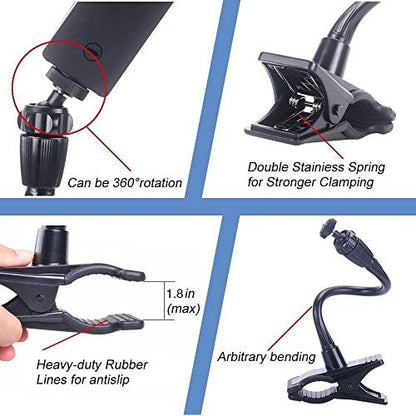 Smatree Flexible Jaws Flex Clamp Mount Gooseneck Extension Compatible for OSMO 360,Webcam C925e/C922x/C922/C930e/C930/C920x,N60/Hello Cam,Gopro Hero13/12/11/10/9/8/7/6/5/4/2018/Arlo Ultra/Pro 2/Pro 3