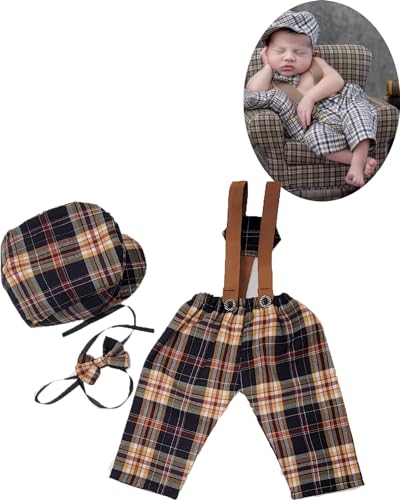 Newborn Baby Boy Suspender Pants Photo Outfits Gentleman Photography Outfit Girl - color: Color6