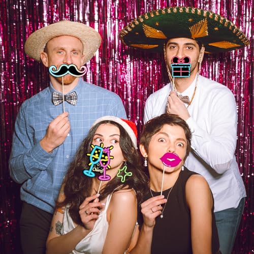 Glow in The Dark Party Supplies Photo Booth Props Neon Party Decorations Photobooth Props Let Glow Party Decorations for Birthday Baby Shower Party