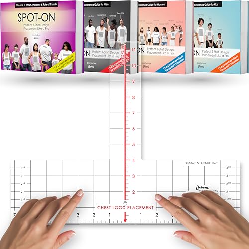 (4 Sizes All Ages) Left Chest Logo Placement Tool - Tshirt Ruler Guide Vinyl Alignment Pocket, T-Shirt Measurement Tool, Embroidery Placement Guide, Shirt Ruler, Shirt Alignment for Heat Press