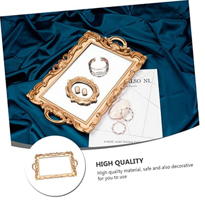 Alipis European Style Storage Tray Mirror Plate for Photography Props Gold Mirror Tray for Decor Perfume Holder