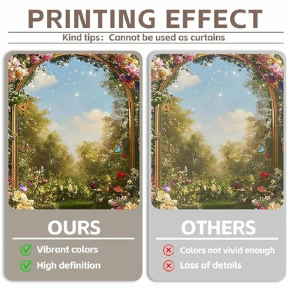 8x6ft Fabric Spring Enchanted Garden Backdrop Fairytale Forest Floral Butterfly Wonderland Oil Paint Photography Background Girl Kids Birthday Decor Photo Banner - size: 8'x6'