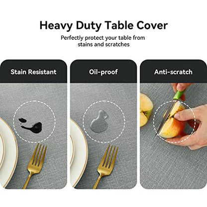 Romanstile 100% Waterproof PVC Tablecloth, Rectangle Oil Spill Proof Stain Resistant Vinyl Table Cloth, Wipe Clean Plastic Table Covers for Kitchen/Dining/Parties - 54 x 108 Inch, Light Grey - color: Light Grey, size: 54" x 108" (Rectangular)