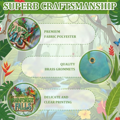Gilprop 2 Pcs VBS 2026 Backdrop 9 x 6 ft Large Rainforest Falls Scene Photography Backdrop Party Decoration for Vbs Sunday School Classroom Christian Banner Photo Props