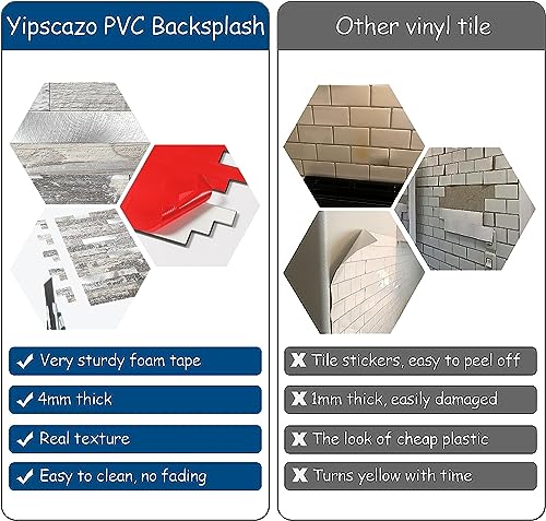 Yipscazo 2026 New Upgrade Peel and Stick Wood Metal Tile Backsplash, Stick on Tiles for Backsplash Kitchen, Bathroom (10 Sheets, Light Rustic) - color: Rustic