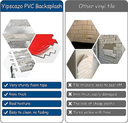 Yipscazo 2026 New Upgrade Peel and Stick Wood Metal Tile Backsplash, Stick on Tiles for Backsplash Kitchen, Bathroom (10 Sheets, Light Rustic) - color: Rustic