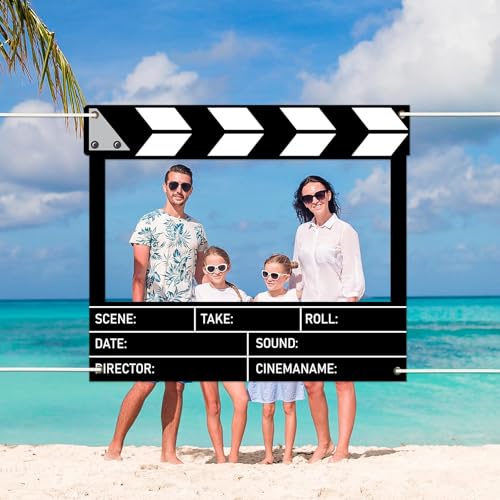 Fabric Movie Night Large Photo Booth Props 39 x 59 Inch Movie Theater Picture Selfie Frame Cinema Photo Frame Background Banner Backdrop for Family Holiday Birthday Baby Shower Party Supplies